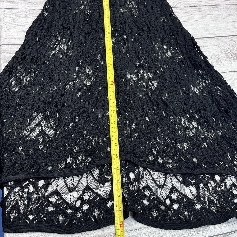 Eileen Fisher Black Crochet Knit Layer Midi Dress Sz XS Unlined Cover Up Pool Re - Picture 8 of 8